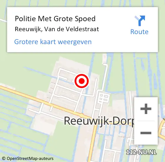 Locatie op kaart van de 112 melding: Politie Met Grote Spoed Naar Reeuwijk, Van de Veldestraat op 18 juni 2023 01:21
