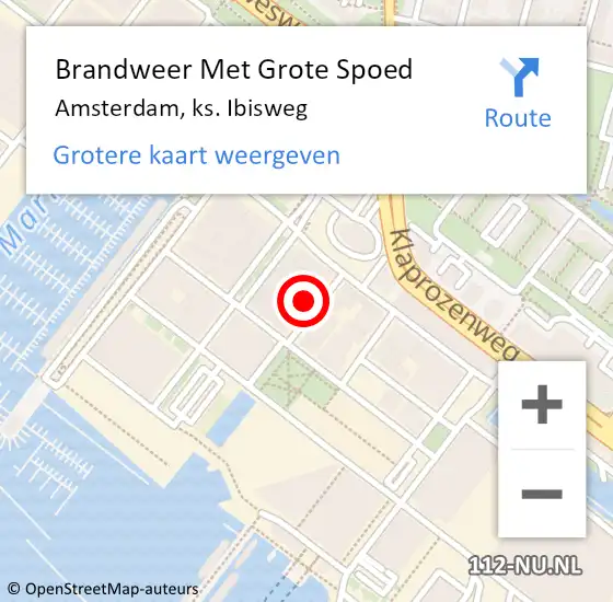 Locatie op kaart van de 112 melding: Brandweer Met Grote Spoed Naar Amsterdam, ks. Ibisweg op 18 juni 2023 01:31