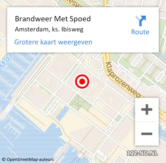 Locatie op kaart van de 112 melding: Brandweer Met Spoed Naar Amsterdam, ks. Ibisweg op 18 juni 2023 02:35