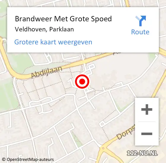 Locatie op kaart van de 112 melding: Brandweer Met Grote Spoed Naar Veldhoven, Parklaan op 18 juni 2023 05:58