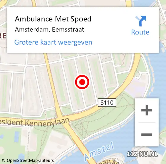 Locatie op kaart van de 112 melding: Ambulance Met Spoed Naar Amsterdam, Eemsstraat op 18 juni 2023 08:05