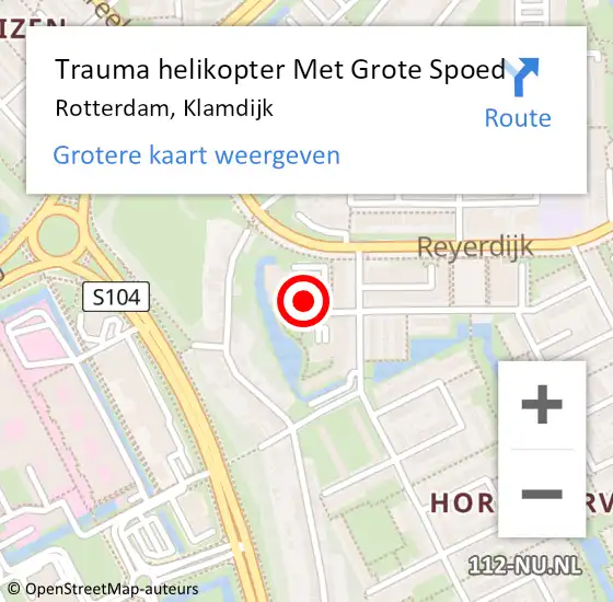 Locatie op kaart van de 112 melding: Trauma helikopter Met Grote Spoed Naar Rotterdam, Klamdijk op 18 juni 2023 08:57