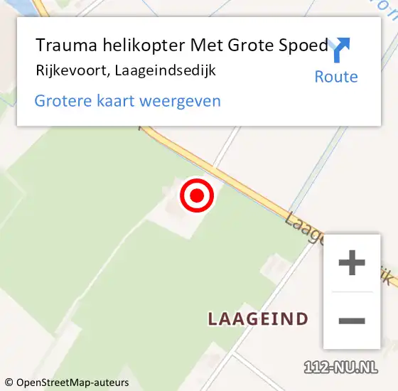 Locatie op kaart van de 112 melding: Trauma helikopter Met Grote Spoed Naar Rijkevoort, Laageindsedijk op 18 juni 2023 09:24