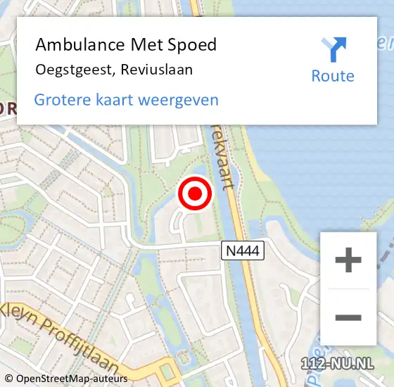 Locatie op kaart van de 112 melding: Ambulance Met Spoed Naar Oegstgeest, Reviuslaan op 18 juni 2023 09:33