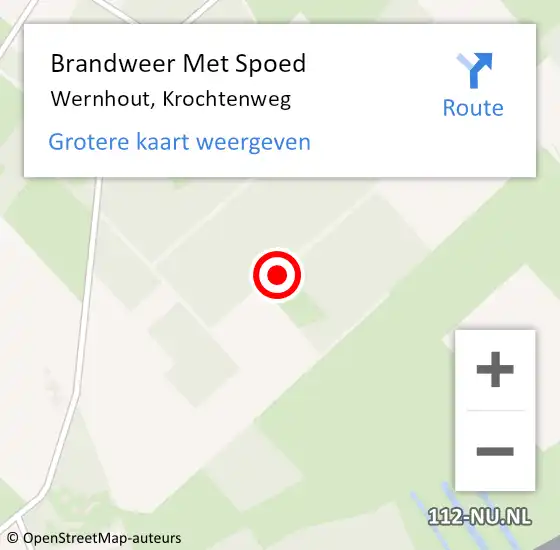 Locatie op kaart van de 112 melding: Brandweer Met Spoed Naar Wernhout, Krochtenweg op 18 juni 2023 09:54