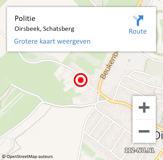 Locatie op kaart van de 112 melding: Politie Oirsbeek, Schatsberg op 18 juni 2023 10:18