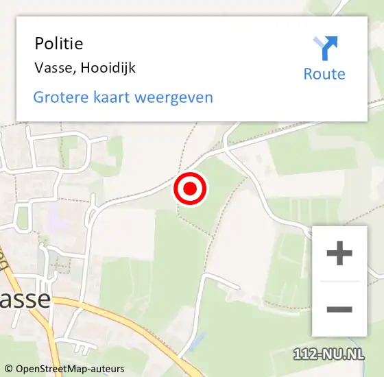 Locatie op kaart van de 112 melding: Politie Vasse, Hooidijk op 18 juni 2023 11:01