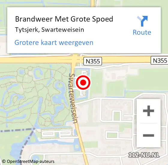 Locatie op kaart van de 112 melding: Brandweer Met Grote Spoed Naar Tytsjerk, Swarteweisein op 18 juni 2023 11:29