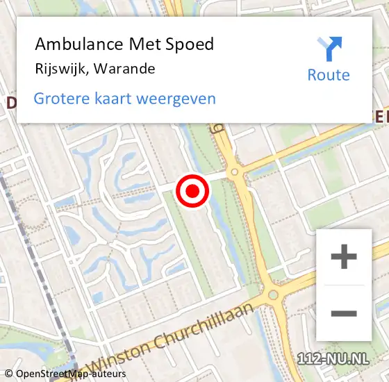 Locatie op kaart van de 112 melding: Ambulance Met Spoed Naar Rijswijk, Warande op 18 juni 2023 12:00
