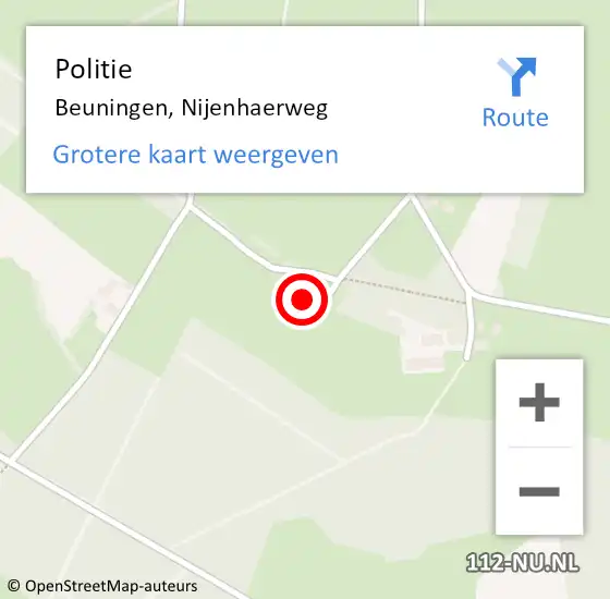 Locatie op kaart van de 112 melding: Politie Beuningen, Nijenhaerweg op 18 juni 2023 12:23