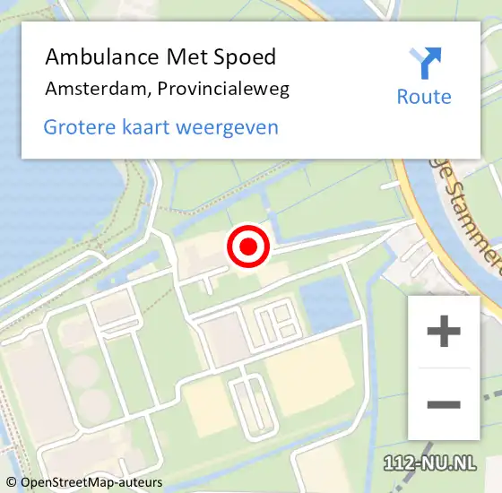 Locatie op kaart van de 112 melding: Ambulance Met Spoed Naar Amsterdam, Provincialeweg op 18 juni 2023 14:04