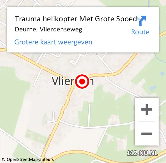 Locatie op kaart van de 112 melding: Trauma helikopter Met Grote Spoed Naar Deurne, Vlierdenseweg op 18 juni 2023 15:34