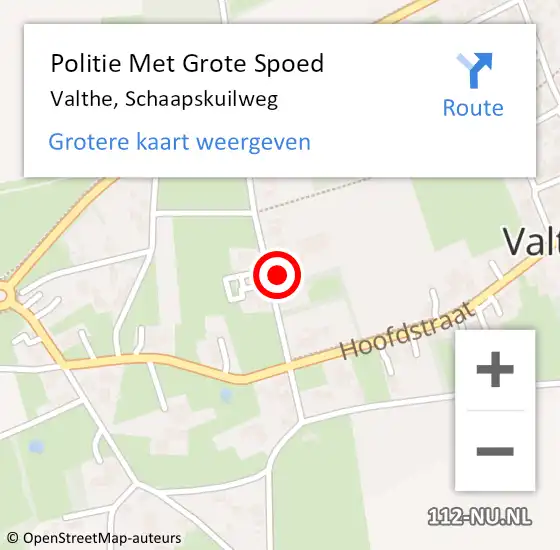 Locatie op kaart van de 112 melding: Politie Met Grote Spoed Naar Valthe, Schaapskuilweg op 18 juni 2023 18:20