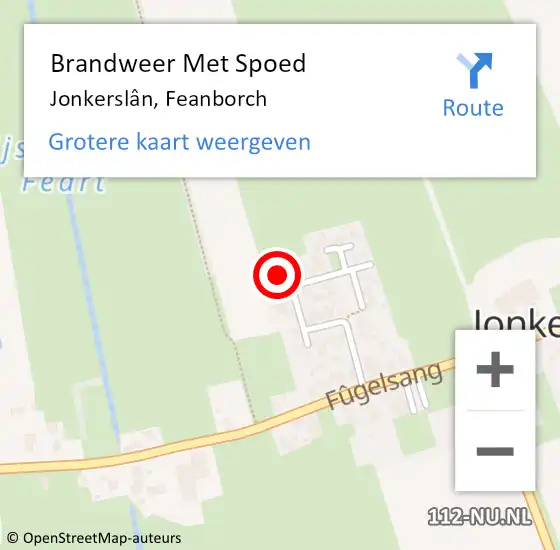 Locatie op kaart van de 112 melding: Brandweer Met Spoed Naar Jonkerslân, Feanborch op 18 juni 2023 18:24