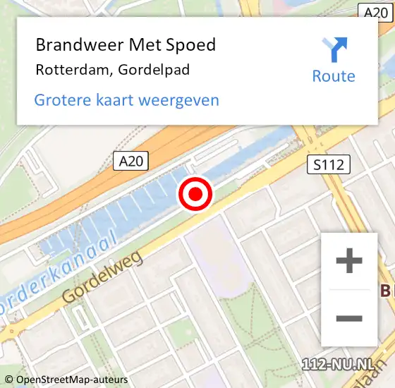 Locatie op kaart van de 112 melding: Brandweer Met Spoed Naar Rotterdam, Gordelpad op 18 juni 2023 19:17