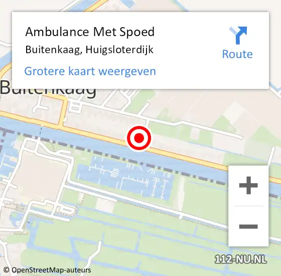 Locatie op kaart van de 112 melding: Ambulance Met Spoed Naar Buitenkaag, Huigsloterdijk op 18 juni 2023 22:18