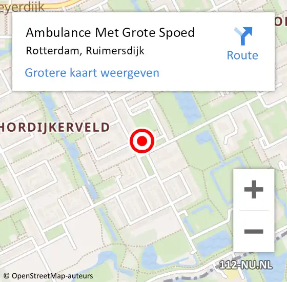 Locatie op kaart van de 112 melding: Ambulance Met Grote Spoed Naar Rotterdam, Ruimersdijk op 18 juni 2023 23:48