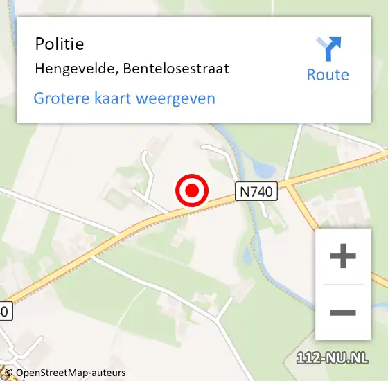 Locatie op kaart van de 112 melding: Politie Hengevelde, Bentelosestraat op 19 juni 2023 05:41