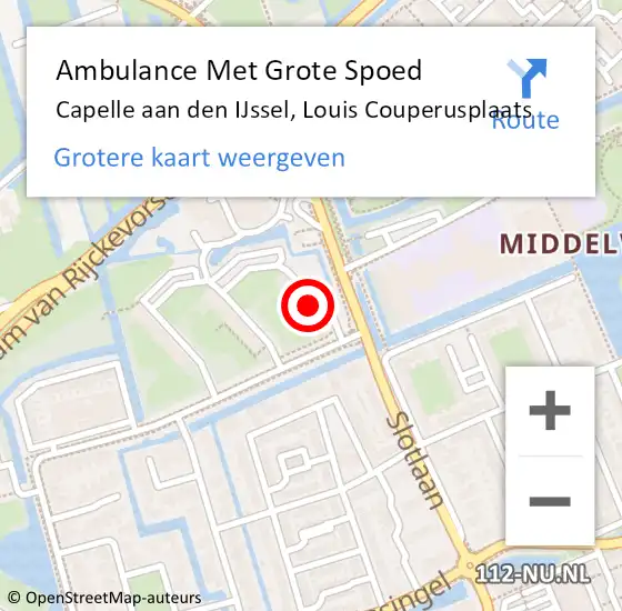 Locatie op kaart van de 112 melding: Ambulance Met Grote Spoed Naar Capelle aan den IJssel, Louis Couperusplaats op 19 juni 2023 05:48