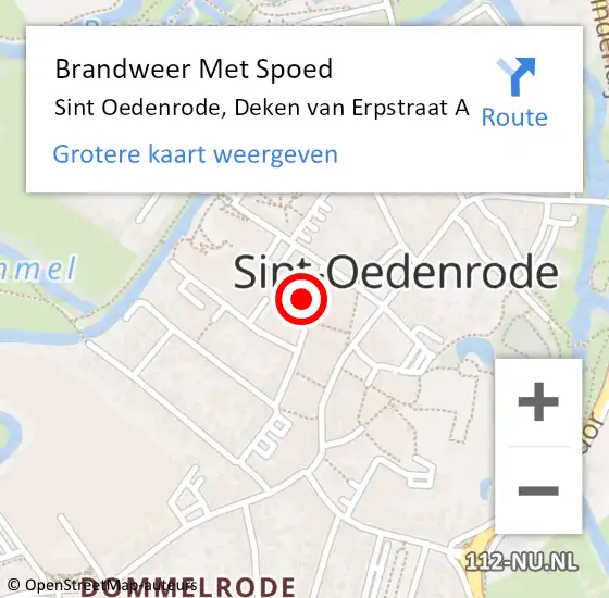 Locatie op kaart van de 112 melding: Brandweer Met Spoed Naar Sint Oedenrode, Deken van Erpstraat A op 19 juni 2023 05:54