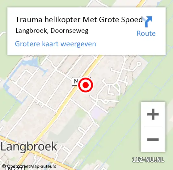 Locatie op kaart van de 112 melding: Trauma helikopter Met Grote Spoed Naar Langbroek, Doornseweg op 19 juni 2023 08:55