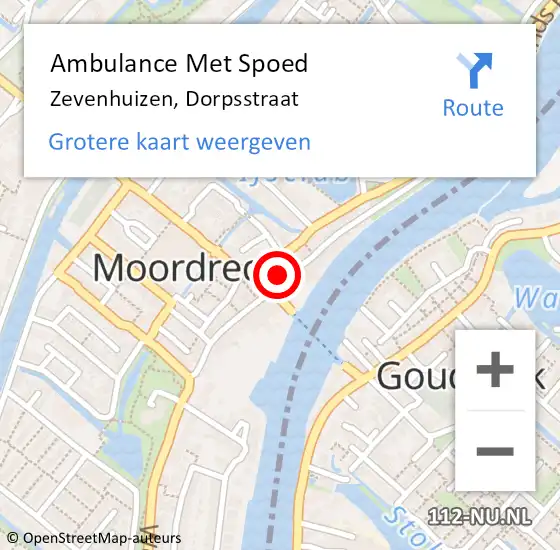 Locatie op kaart van de 112 melding: Ambulance Met Spoed Naar Zevenhuizen, Dorpsstraat op 19 juni 2023 09:57