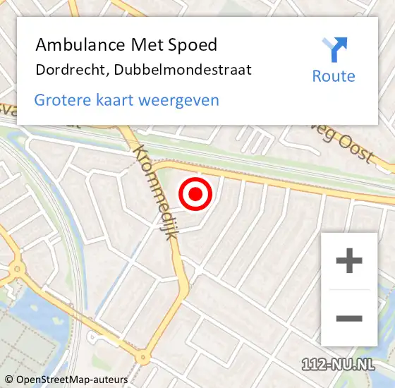 Locatie op kaart van de 112 melding: Ambulance Met Spoed Naar Dordrecht, Dubbelmondestraat op 19 juni 2023 12:19
