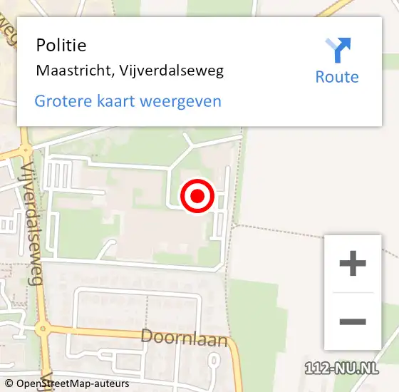 Locatie op kaart van de 112 melding: Politie Maastricht, Vijverdalseweg op 19 juni 2023 12:34