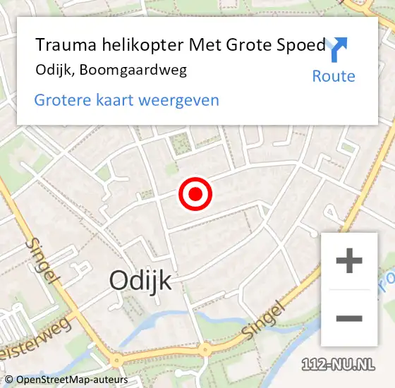 Locatie op kaart van de 112 melding: Trauma helikopter Met Grote Spoed Naar Odijk, Boomgaardweg op 19 juni 2023 13:35