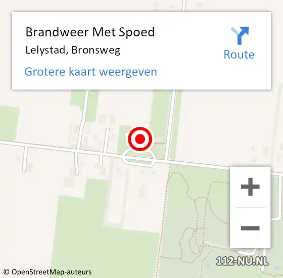 Locatie op kaart van de 112 melding: Brandweer Met Spoed Naar Lelystad, Bronsweg op 19 juni 2023 14:26