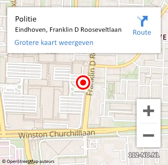 Locatie op kaart van de 112 melding: Politie Eindhoven, Franklin D Rooseveltlaan op 19 juni 2023 16:43