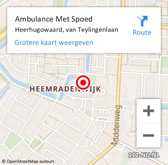 Locatie op kaart van de 112 melding: Ambulance Met Spoed Naar Heerhugowaard, van Teylingenlaan op 19 juni 2023 17:39