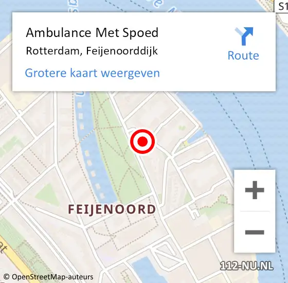 Locatie op kaart van de 112 melding: Ambulance Met Spoed Naar Rotterdam, Feijenoorddijk op 19 juni 2023 19:21