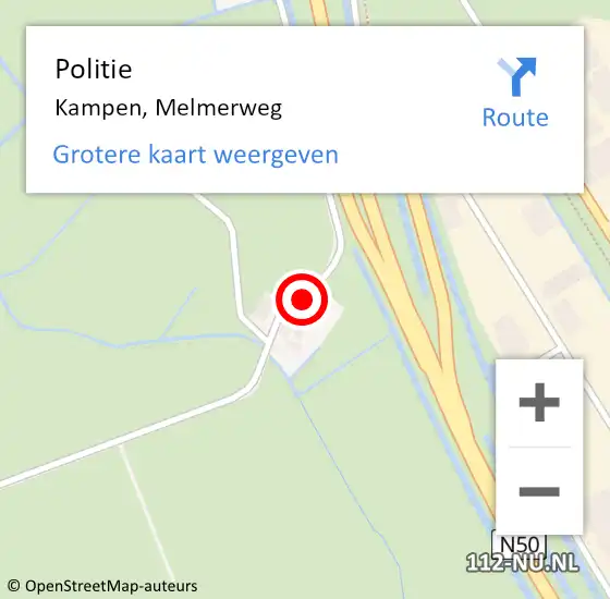 Locatie op kaart van de 112 melding: Politie Kampen, Melmerweg op 19 juni 2023 19:45