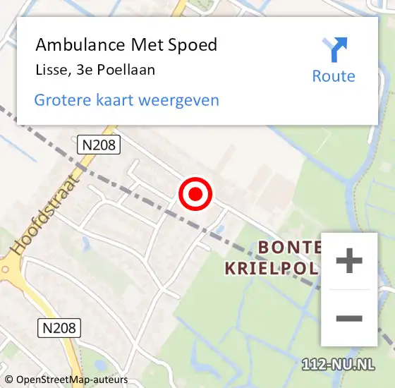 Locatie op kaart van de 112 melding: Ambulance Met Spoed Naar Lisse, 3e Poellaan op 19 juni 2023 20:10