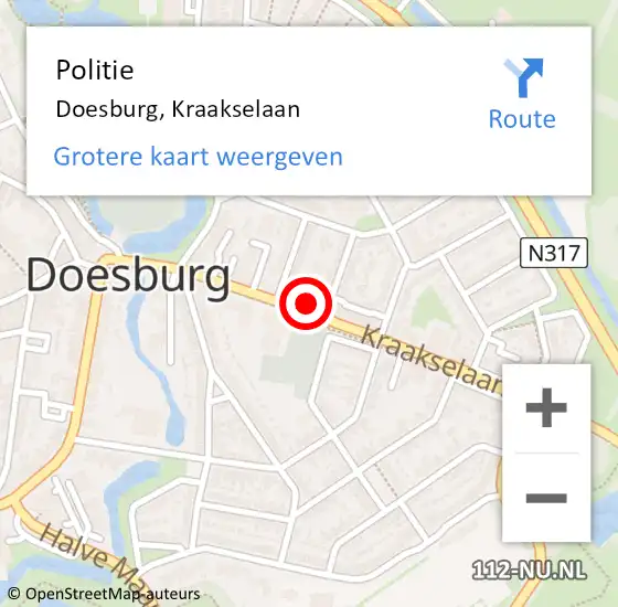 Locatie op kaart van de 112 melding: Politie Doesburg, Kraakselaan op 19 juni 2023 20:54