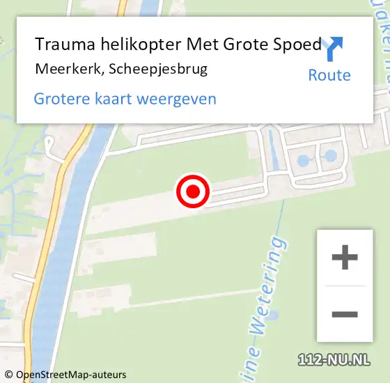 Locatie op kaart van de 112 melding: Trauma helikopter Met Grote Spoed Naar Meerkerk, Scheepjesbrug op 19 juni 2023 22:41