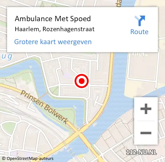 Locatie op kaart van de 112 melding: Ambulance Met Spoed Naar Haarlem, Rozenhagenstraat op 20 juni 2023 07:39