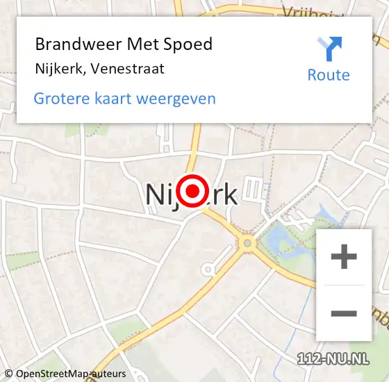 Locatie op kaart van de 112 melding: Brandweer Met Spoed Naar Nijkerk, Venestraat op 20 juni 2023 10:56