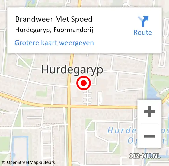 Locatie op kaart van de 112 melding: Brandweer Met Spoed Naar Hurdegaryp, Fuormanderij op 20 juni 2023 11:54