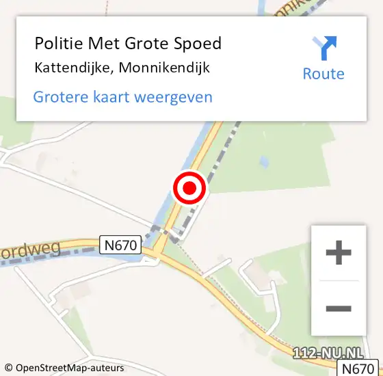 Locatie op kaart van de 112 melding: Politie Met Grote Spoed Naar Kattendijke, Monnikendijk op 20 juni 2023 13:01