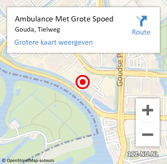 Locatie op kaart van de 112 melding: Ambulance Met Grote Spoed Naar Gouda, Tielweg op 20 juni 2023 13:59