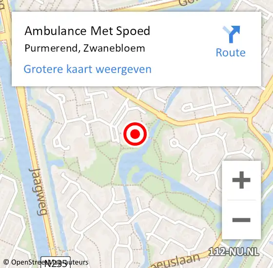 Locatie op kaart van de 112 melding: Ambulance Met Spoed Naar Purmerend, Zwanebloem op 20 juni 2023 15:31