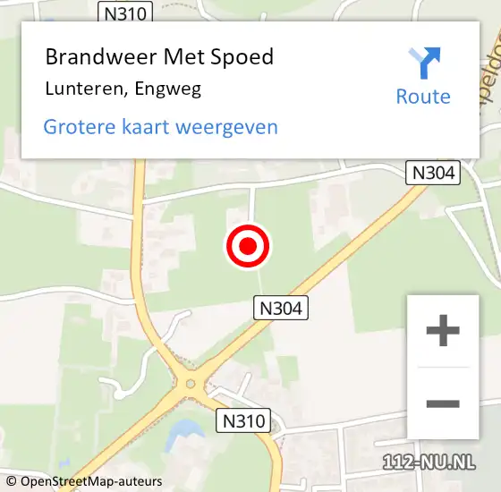 Locatie op kaart van de 112 melding: Brandweer Met Spoed Naar Lunteren, Engweg op 20 juni 2023 16:22