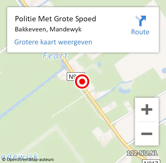 Locatie op kaart van de 112 melding: Politie Met Grote Spoed Naar Bakkeveen, Mandewyk op 20 juni 2023 17:02
