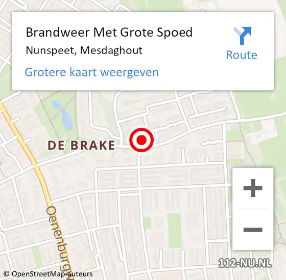 Locatie op kaart van de 112 melding: Brandweer Met Grote Spoed Naar Nunspeet, Mesdaghout op 20 juni 2023 17:10