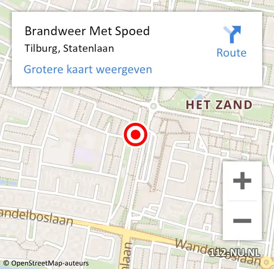 Locatie op kaart van de 112 melding: Brandweer Met Spoed Naar Tilburg, Statenlaan op 20 juni 2023 17:24