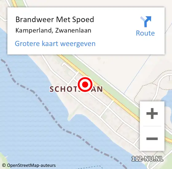 Locatie op kaart van de 112 melding: Brandweer Met Spoed Naar Kamperland, Zwanenlaan op 29 augustus 2014 17:40