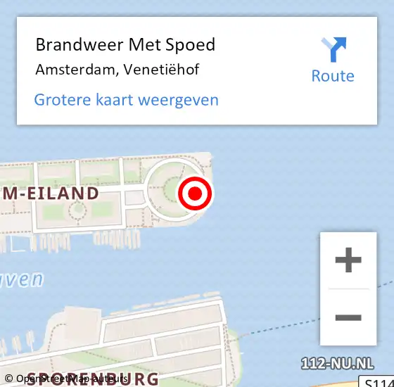 Locatie op kaart van de 112 melding: Brandweer Met Spoed Naar Amsterdam, Venetiëhof op 20 juni 2023 18:12