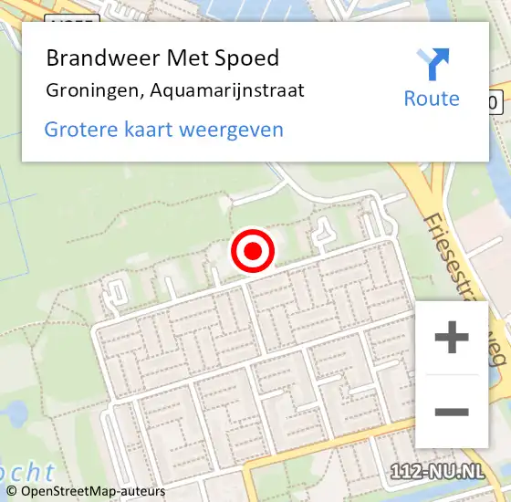 Locatie op kaart van de 112 melding: Brandweer Met Spoed Naar Groningen, Aquamarijnstraat op 20 juni 2023 18:12